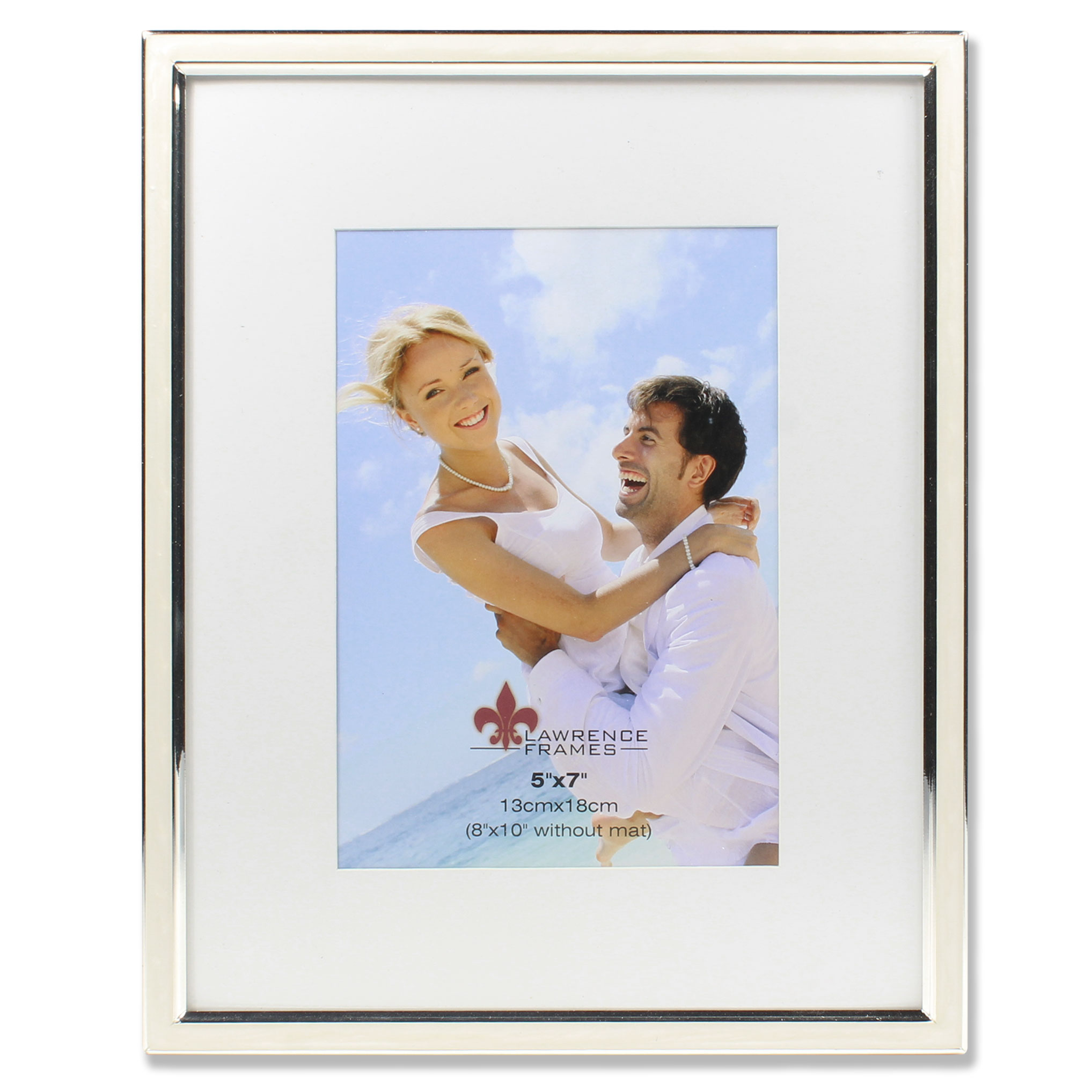 5x7 matted ivory enamel and silver metal picture frame 8x10