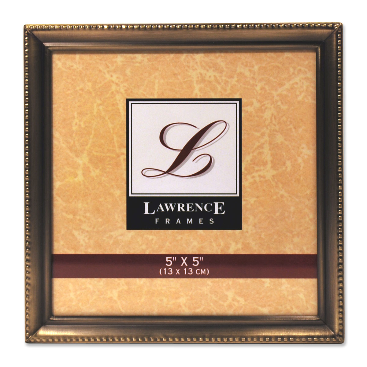 Antique Brass 5x5 Picture Frame - Bead Border Design PhotoFrames.net